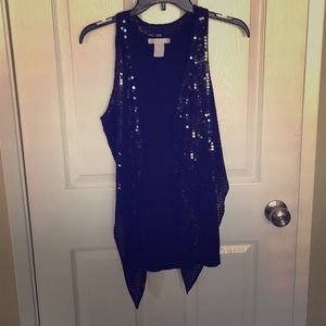 Black Tank Top with Sequined Vest size M